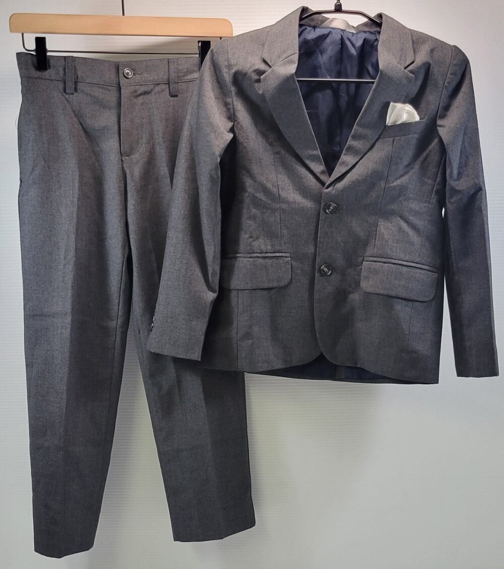 M9) Cat & Jack Kids Boys Two Piece Lined Classic Gray Suit Jacket Pants Size 8